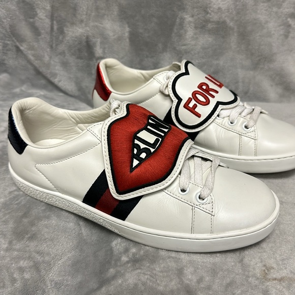 Gucci Ace Web Blind For Love Sneakers Size 36.5 - Picture 2 of 9